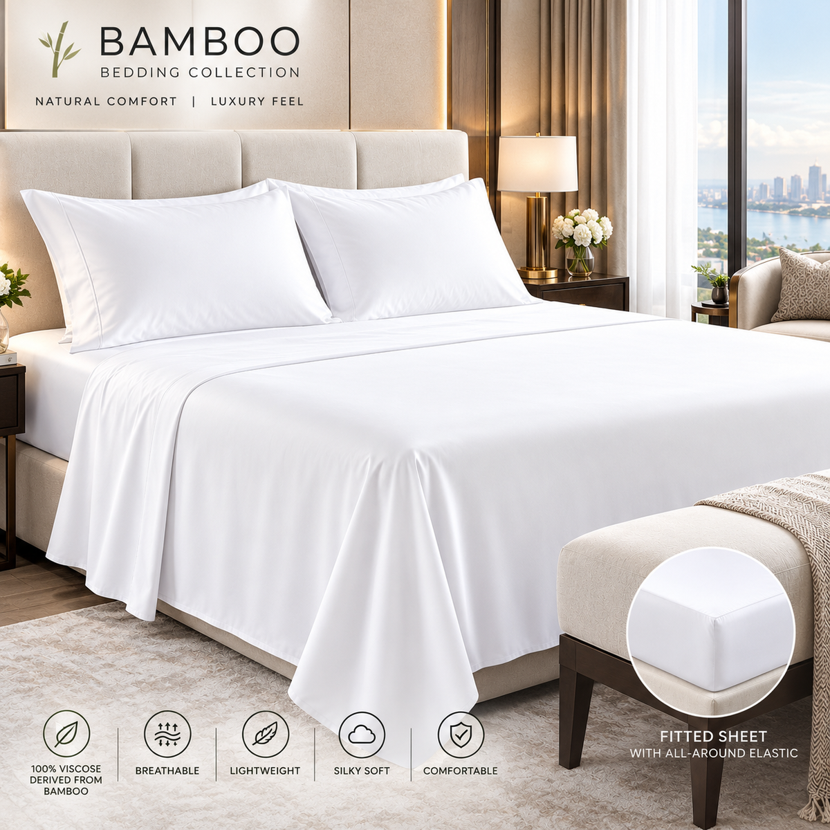 BAMBOO 300TC Flate Sheet + Pillowcase