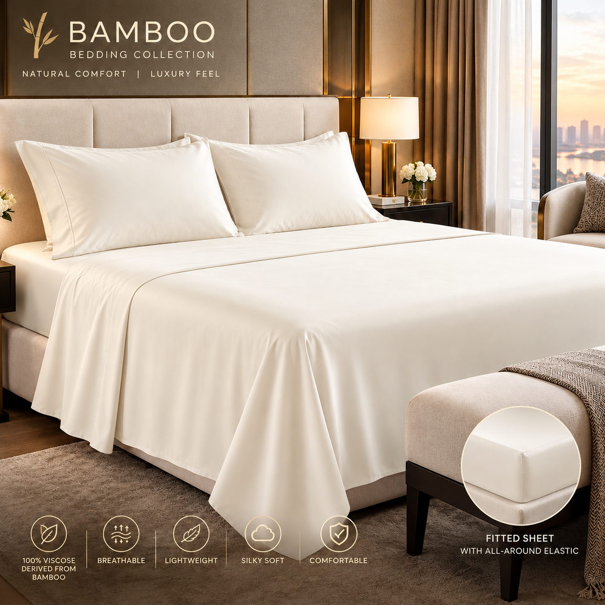 BAMBOO 300TC Flate Sheet + Pillowcase