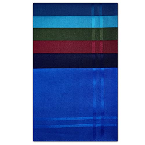 Style Square 100% Cotton Handkerchiefs – Classic Blue & Dark Tones Set Pack Of 6 (43 x 43 cm)