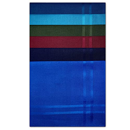 Style Square 100% Cotton Handkerchiefs – Classic Blue & Dark Tones Set Pack Of 6 (43 x 43 cm)