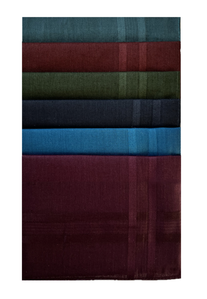 Style Square 100% Cotton Handkerchiefs – Elegant Mixed Colors Set Pack Of 6 (43 x 43 cm)
