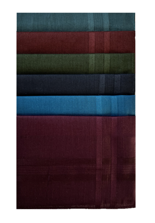 Style Square 100% Cotton Handkerchiefs – Elegant Mixed Colors Set Pack Of 6 (43 x 43 cm)