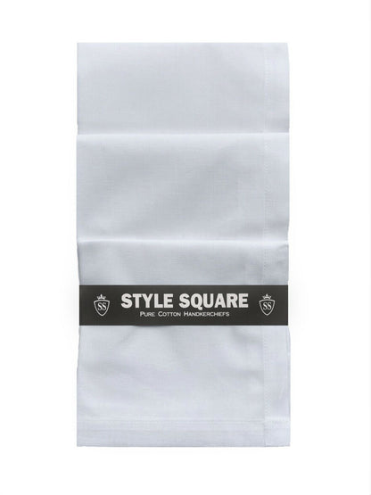Style Square 100% Cotton Handkerchiefs – Compact White Pack Of 6 (40 x 40 cm)